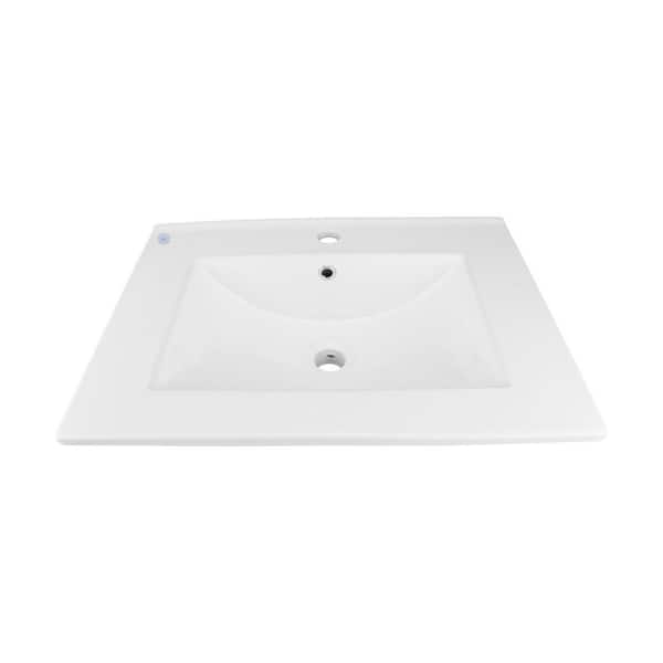 RENOVATORS SUPPLY MANUFACTURING Luke 24 in. Square Drop-In Bathroom Sink in White with Overflow
