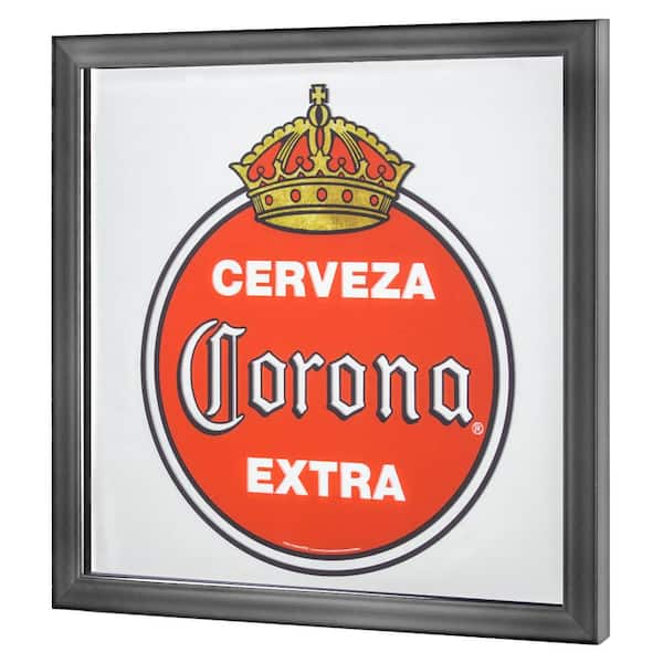 Vintage Corona Extra Black 13in W x 13in H Vintage Square Plastic Framed Mirror
