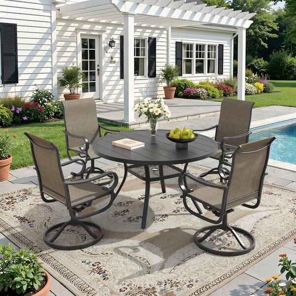 Erovio Outdoor Patio Swivel Dining Chairs Set of 4 with Rust