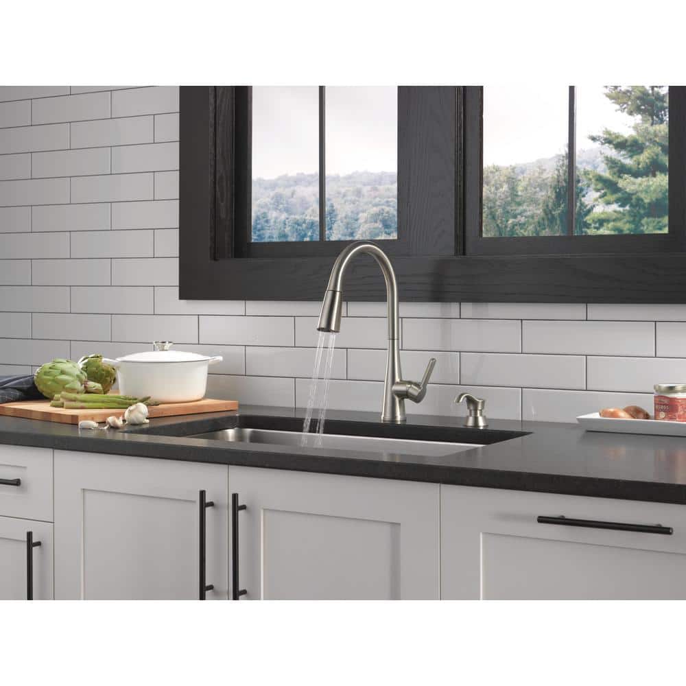 Spotshield Stainless Steel Pull-Down Kitchen Faucet with Soap Dispenser