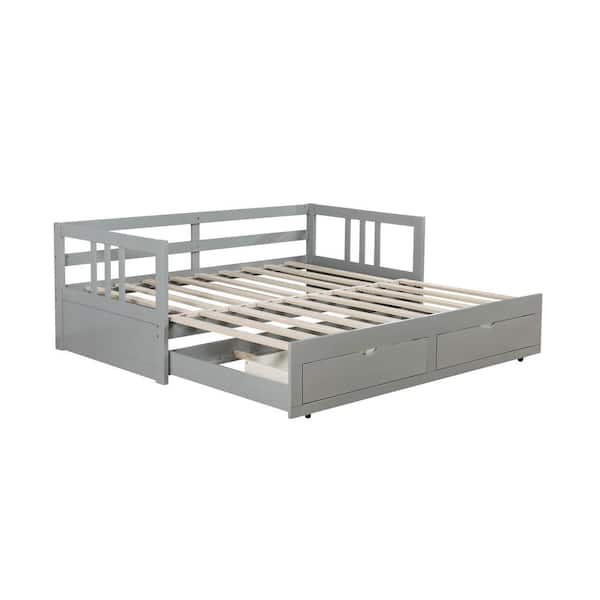 Furniture of America Kerry Convertible Gray Twin Daybed With Drawers ...