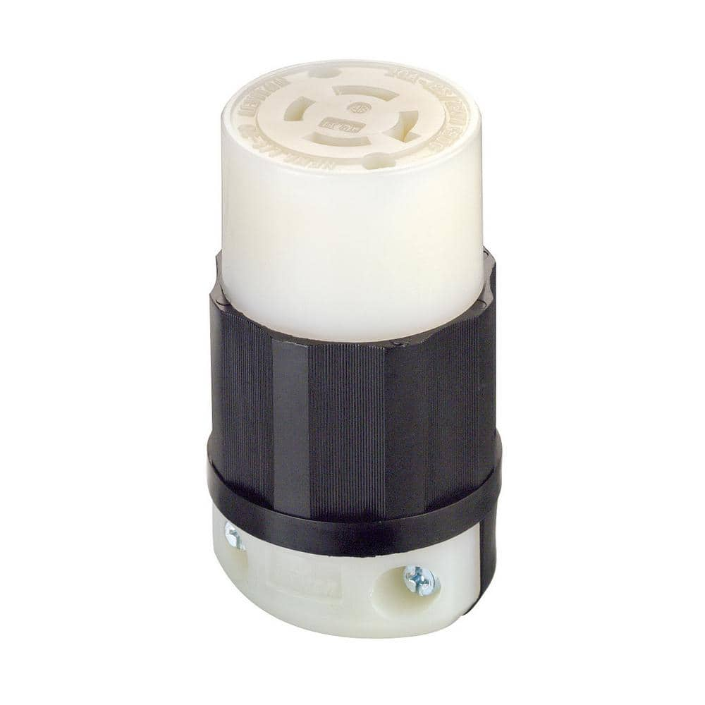 Leviton 20 Amp 125/250-Volt Locking Grounding Connector, Black/White