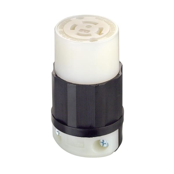 Leviton 20 Amp 125/250-Volt Locking Grounding Connector, Black/White 2413