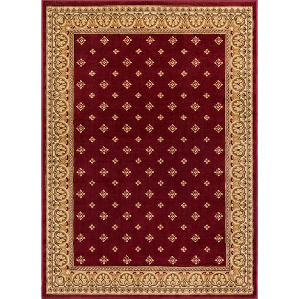 Barclay Hudson Terrace Red 7 ft. x 10 ft. Traditional Border Area Rug