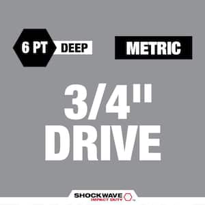 SHOCKWAVE 3/4 in. Drive Metric Deep Well 6 Point Impact Socket Set (8-Piece)