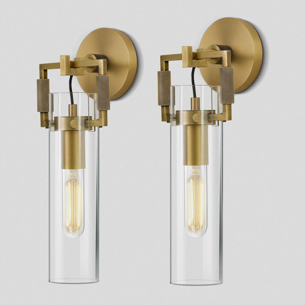 5.5 in. 2 light Gold Glass Wall Sconce, Modern industrial style wall lamp for bedroom, living room, Bulbs Included price history on PriceWatchPro