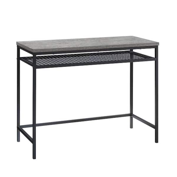 SAUDER Market Commons 40 in. Slate Gray Writing Desk with Metal Shelf and Frame