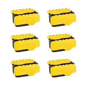 Durabilt 15 Gal. Tough Flip Lid Storage Tote in Black/Yellow (6-Pack)