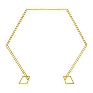 86.61 in. x 98.42 in. Gold Hexagon Arch Backdrop Stand Arbor