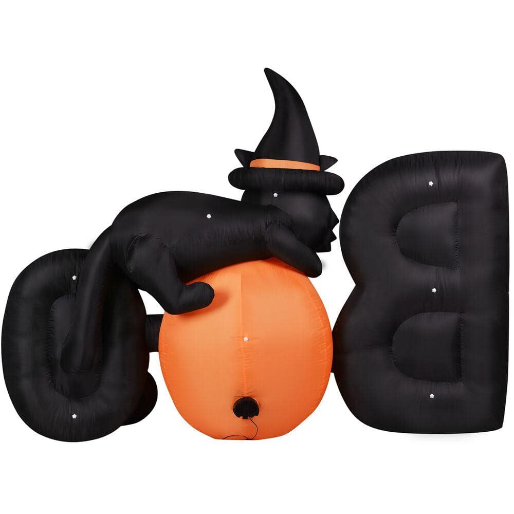 5-Foot Inflatable Halloween Boo Sign with Black Cat and Jack-O-Lantern