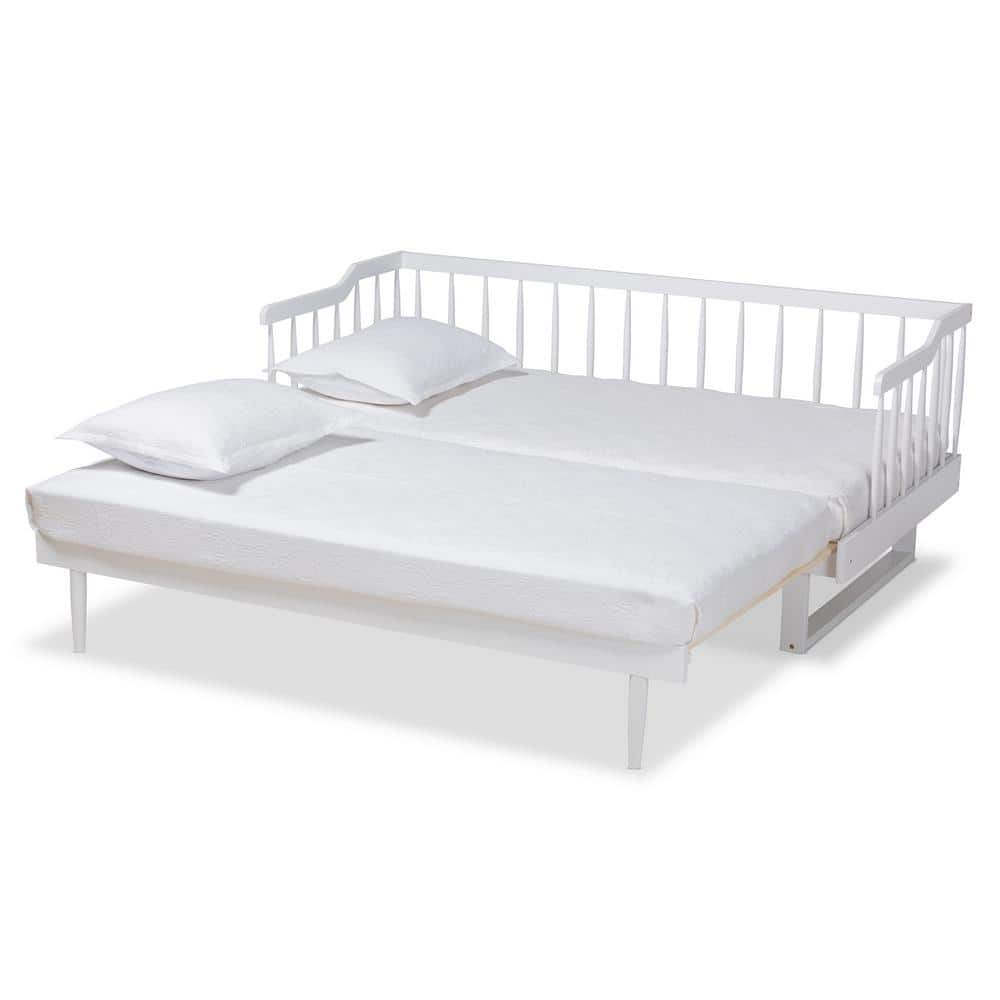 White Twin to King Expandable Wood Spindle Daybed
