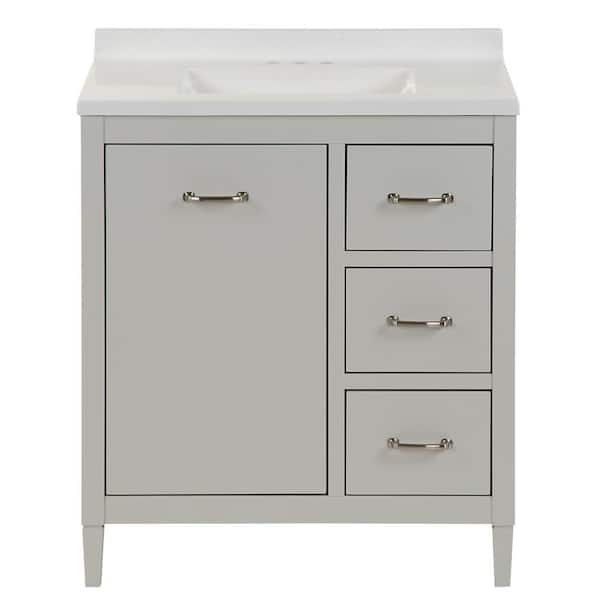 Marrett 31 in. Single Sink Light Gray Bath Vanity with Snow Cultured Marble Top (Assembled)