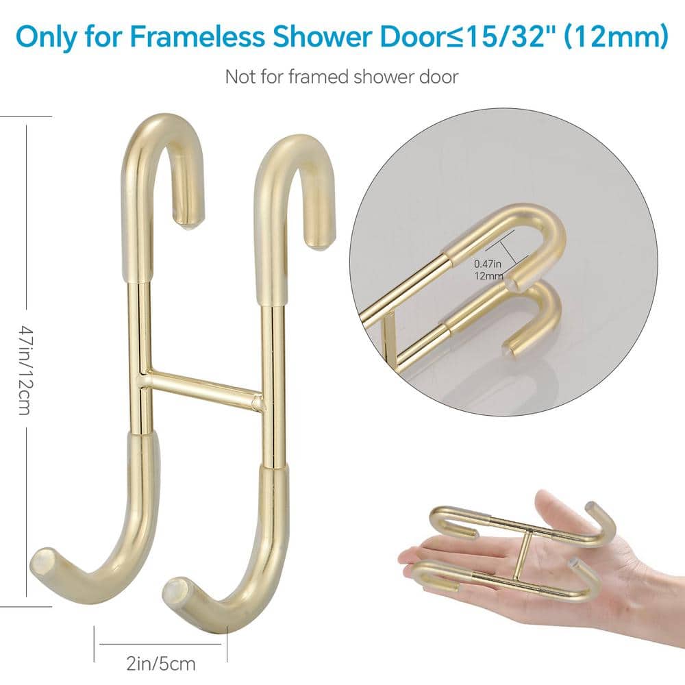 Brushed Gold Stainless Steel J-Hook Towel and Robe Hooks, 4-Pack