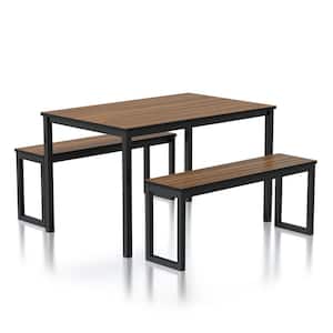 Belvil 3-Piece Brown and Black Dining Table Set