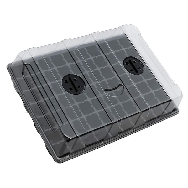 Angel Sar Black Plastic Smiling Face Seed Starter Trays with Dome and Base (70-Cell Per Tray) (5-Pack)
