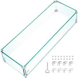 Fire Pit Wind Guard 30.5 x 11.5 x 6 in. Glass Wind Guard 0.3 in. Thick Clear Tempered Glass Flame Guard Fire Pit Screen