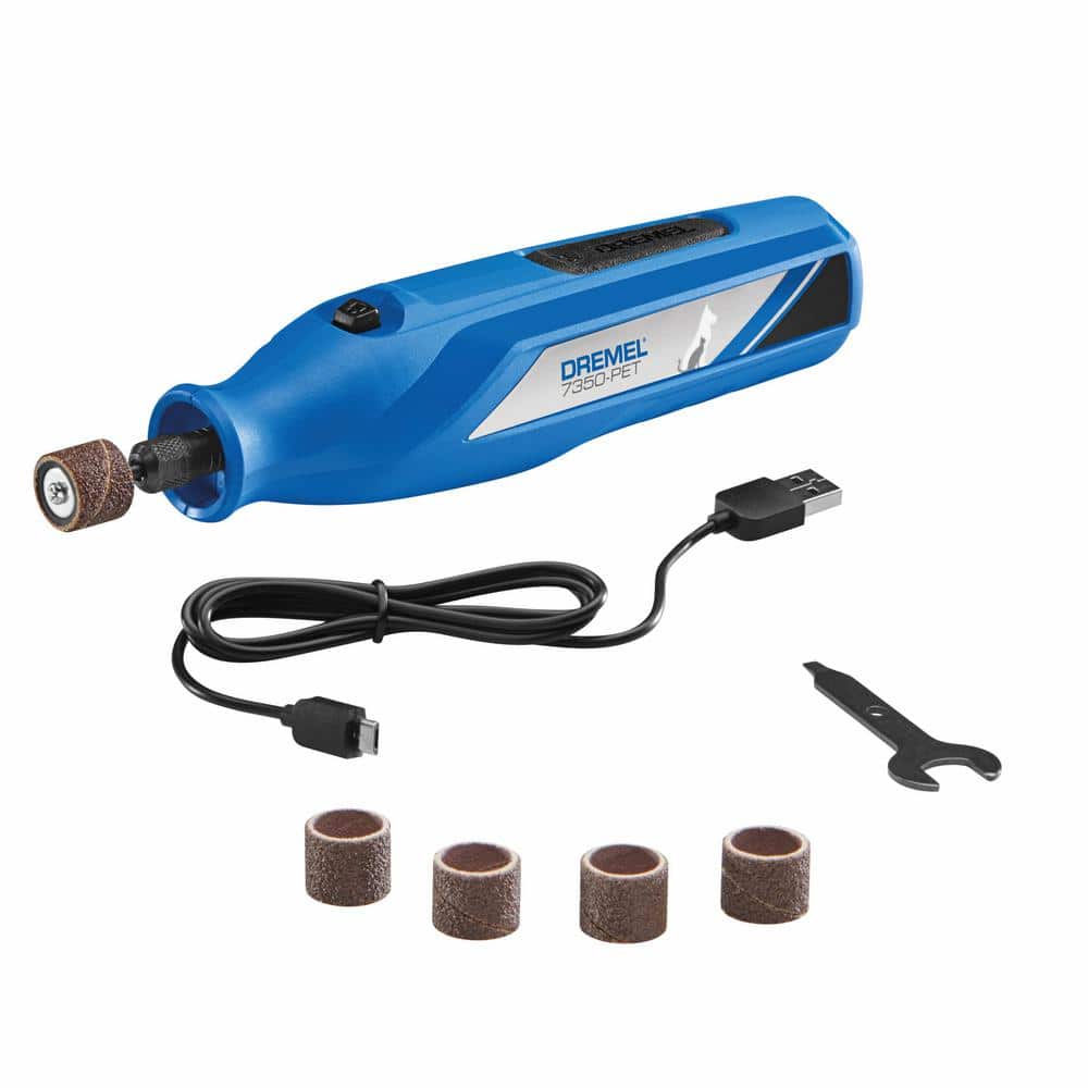 Ontevreden Teken boot Dremel 4-Volt 2 Amp USB Cordless Rotary Tool Pet Nail Grooming Kit with 5  Sanding Bands 7350-PET - The Home Depot