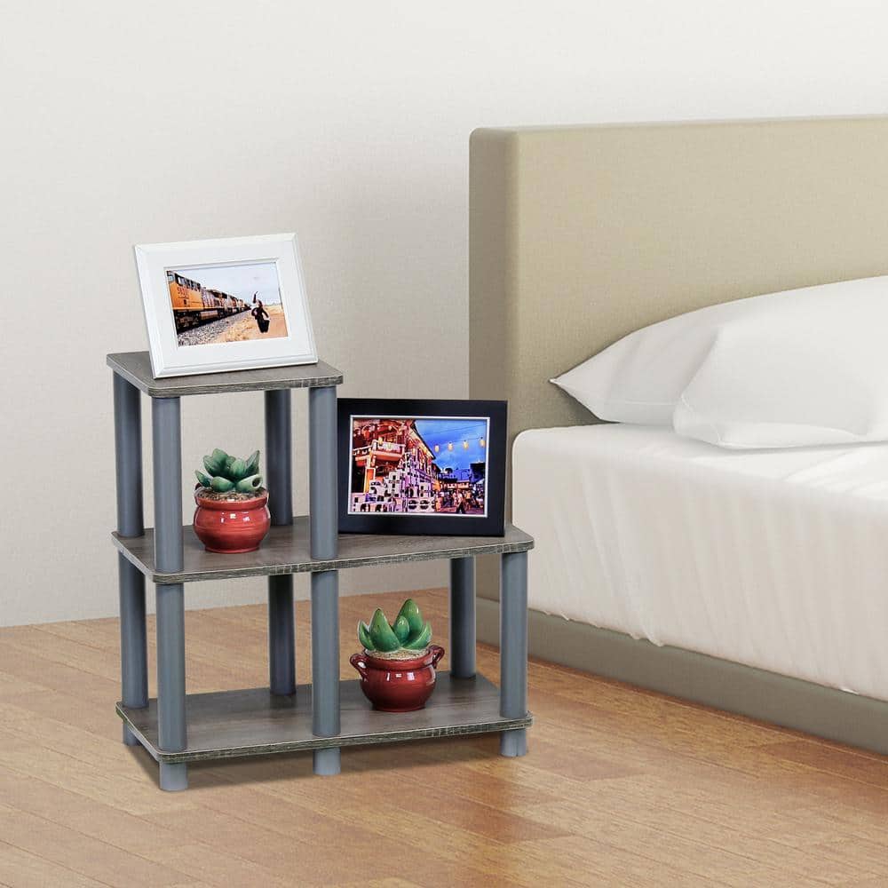 Gray 3-Tier Adjustable Kids' Toy Storage Shelf
