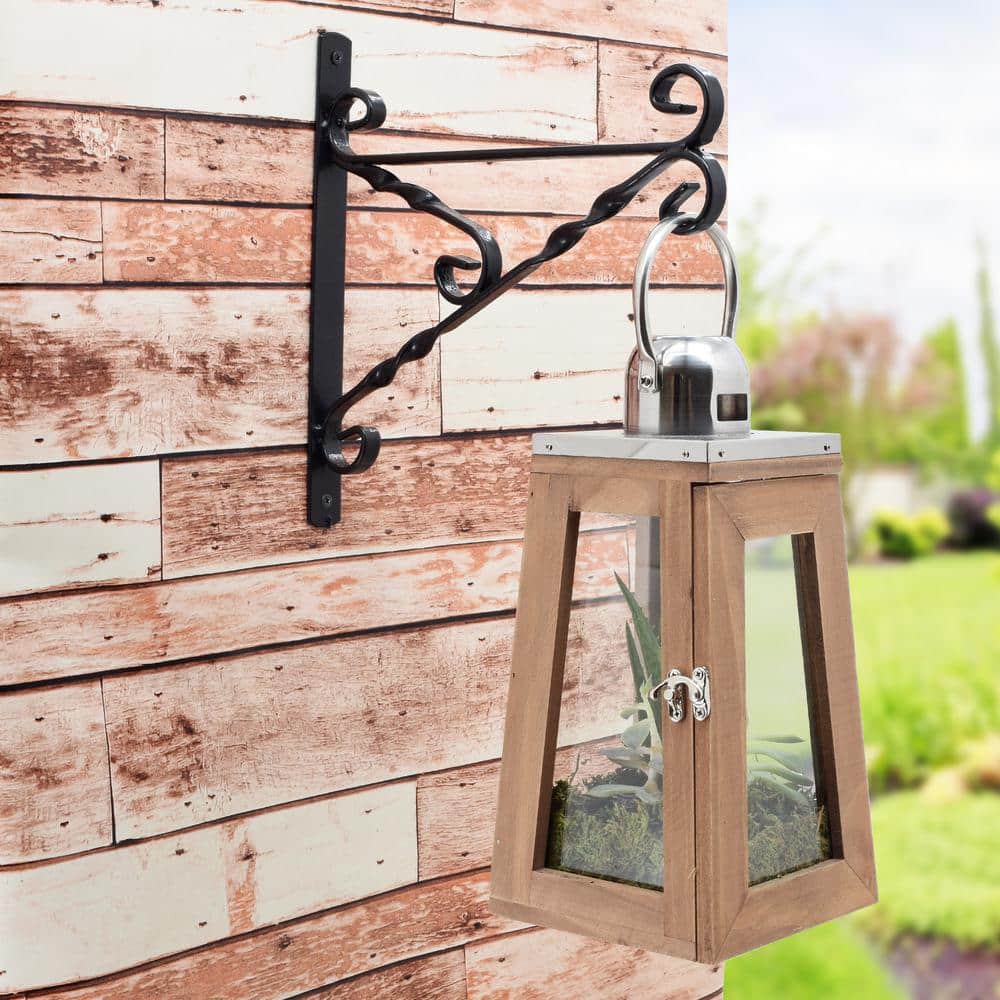 12-inch Black Metal Weather Resistant Plant Bracket Set