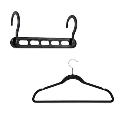 Mainstays Plastic Notched Adult Hangers for Any Clothing Type, Rich Black 100 Count