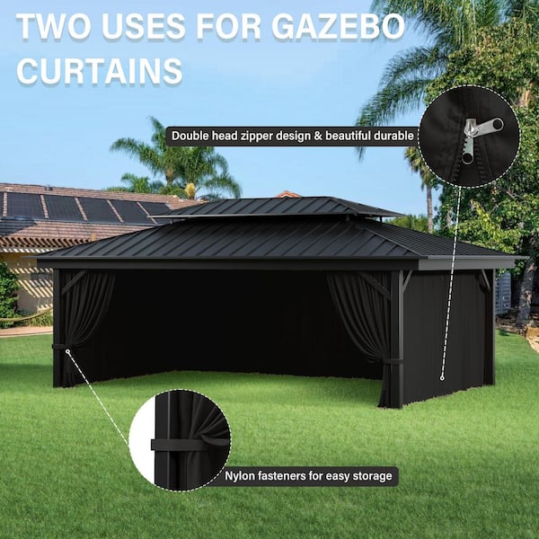 Kimunuk 12 ft. x 20 ft. Universal Outdoor Privacy Curtains, Gazebo