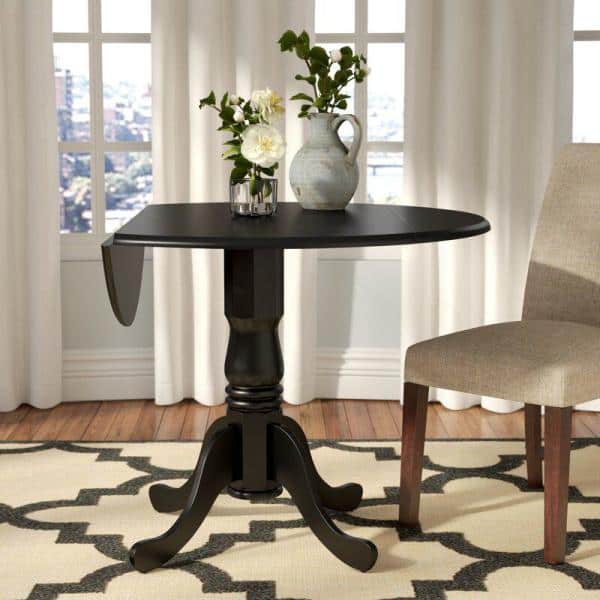 Casual Contemporary 42" Black Round Wood Extendable Dining Table
