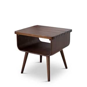 Connor 22 in. Mid-Century Rectangular Solid Wood End Table in Brown