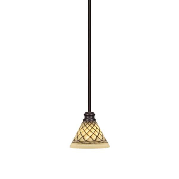 Unbranded Albany 60-Watt 1-Light Espresso Shaded Pendant Light with Chocolate Icing Glass Shade, No Bulbs Included