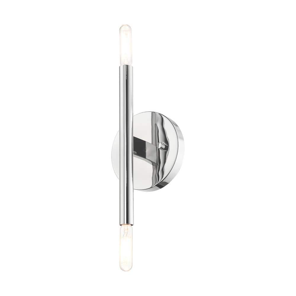 Copenhagen Mid-Century Modern 2-Light Polished Chrome Sconce