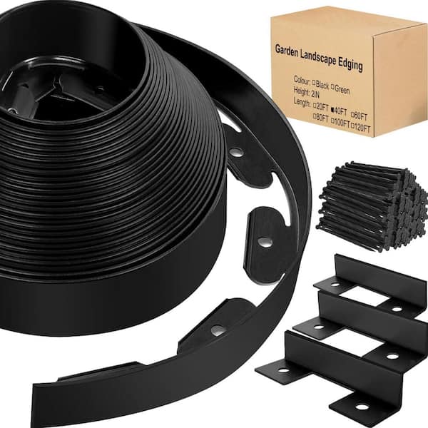 Landscape Edging Border 40 ft. 2 in. H x 0.15 in Thick No Dig Flexible Polyethylene Edging with Stakes and Connectors