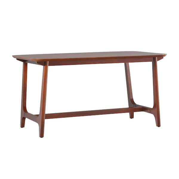 Mid-Century Walnut Solid Wood 60 in. Trestle Dining Table, Seats 6