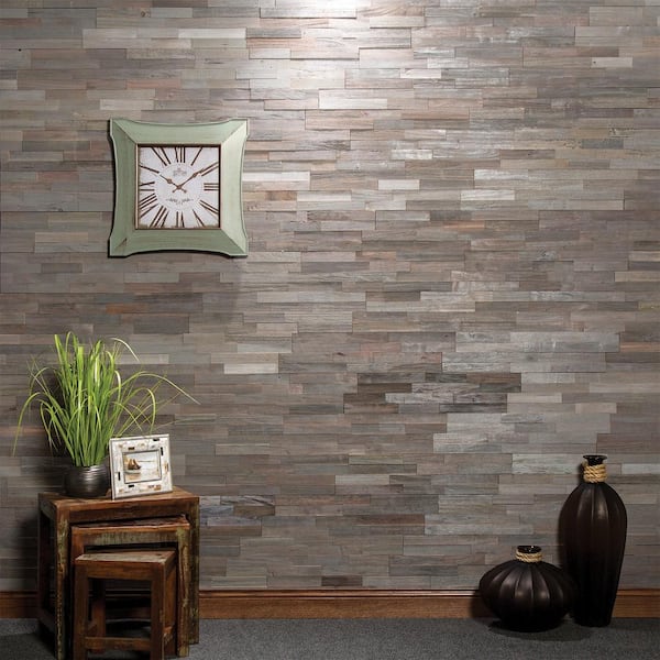Sample - Wood Peel & Stick Mosaic Tile in Petrified Forest Aspect