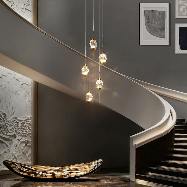 LNC Lucivagus 5-Light Integrated LED Plating Brass Crystal
