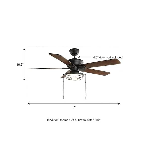 Hampton Bay Norwood 52 In Indoor Outdoor Led Matte Black Damp Rated Downrod Ceiling Fan With Light Kit And 5 Reversible Blades 52129 - What Is The Black Box Inside My Ceiling Fan