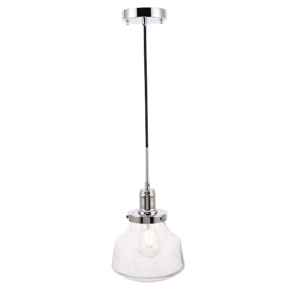 Unbranded Timeless Home 8 in. 1-Light Chrome And Clear Seeded Glass Pendant Light, Bulbs Not Included
