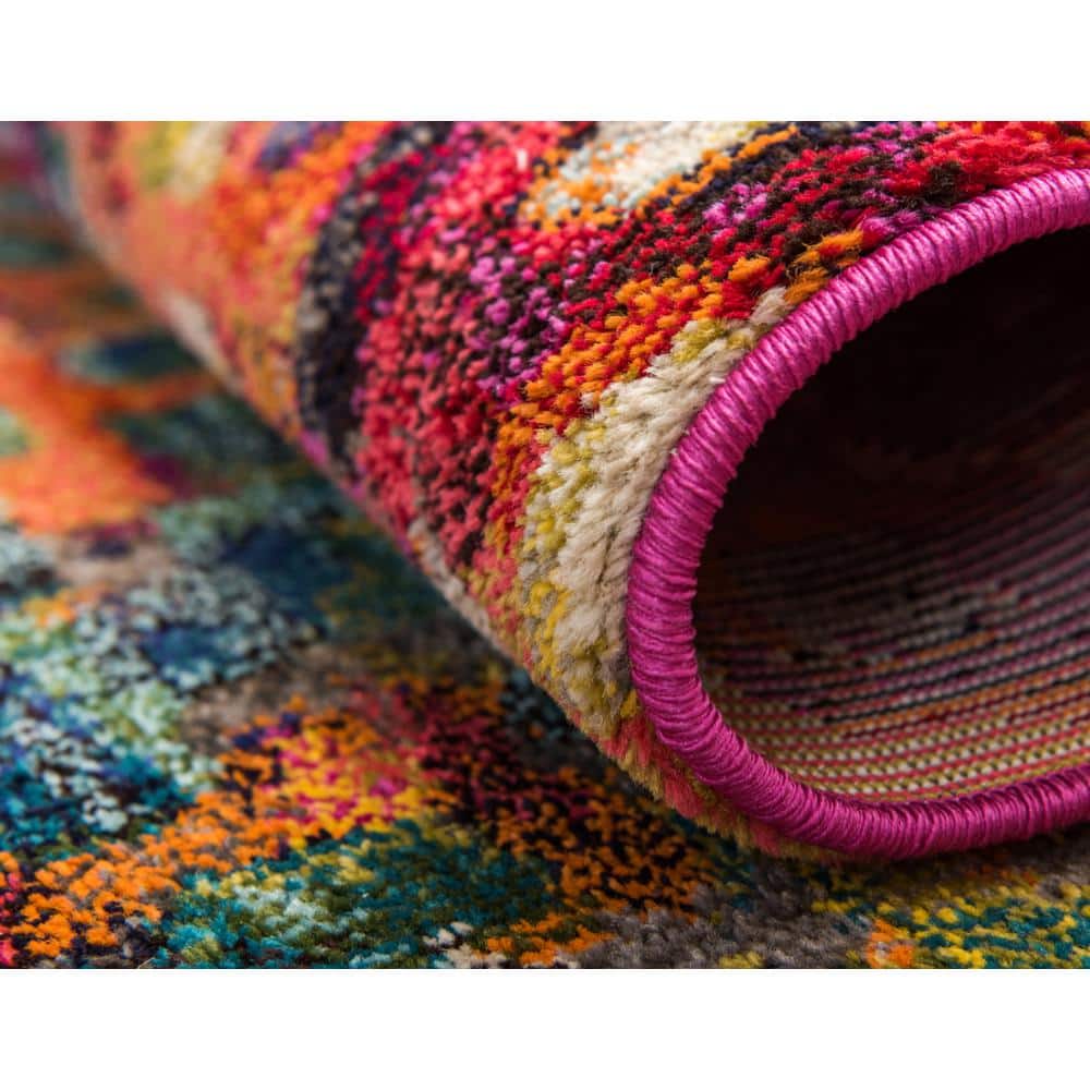 Colorful Abstract Synthetic Indoor Runner Rug