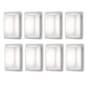Coastal Rectangle White LED Outdoor Bulkhead Light Impact Resistant Frosted Polycarbonate Lens and Base (8-Pack)