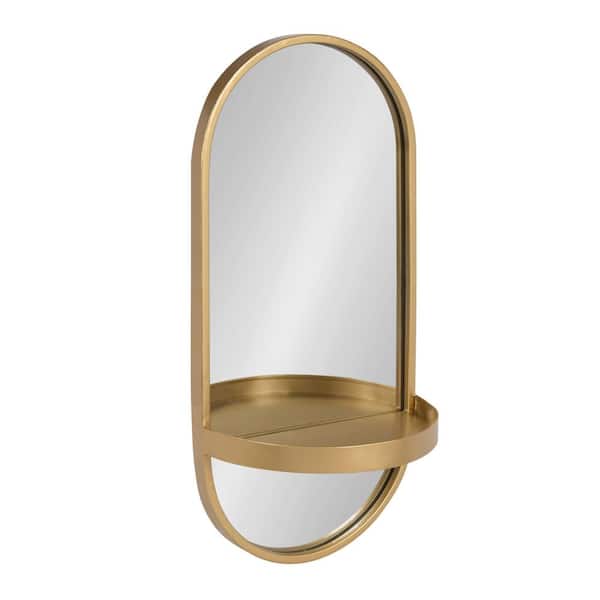 Kate and Laurel Medium Oval Gold Art Deco Mirror (24.2 in. H x 11 in. W)