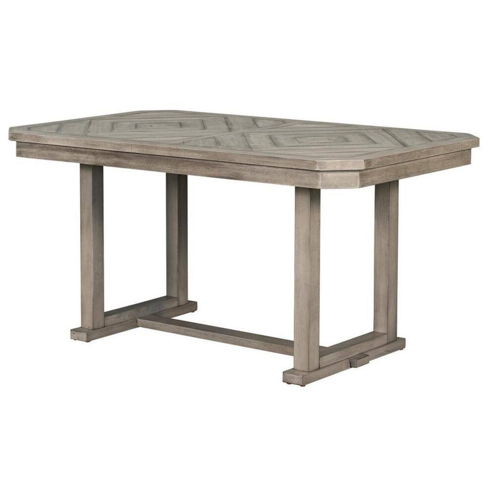 36 in. Gray Wood Top Trestle Dining Table Seating for 6
