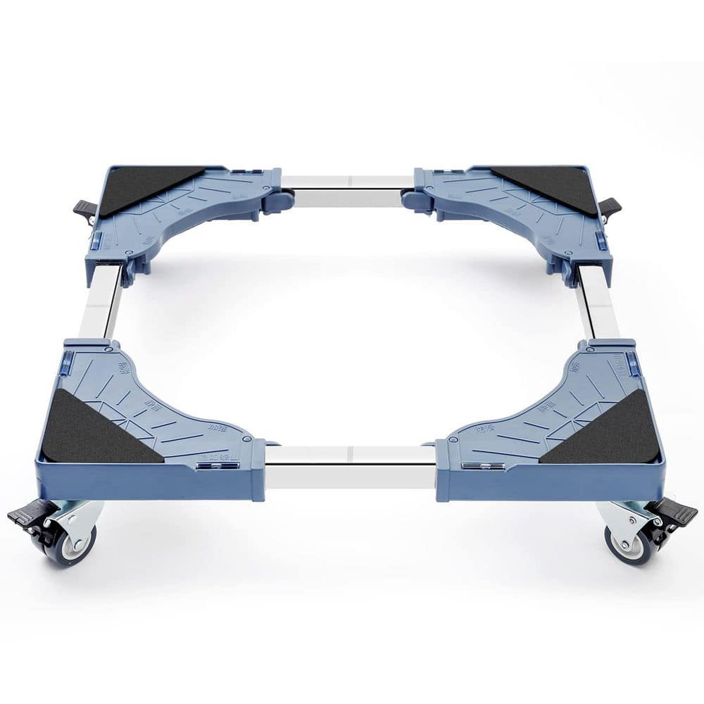400 lb. Blue Adjustable Furniture Dolly with 4 Dual-Locking Wheels, Washing
