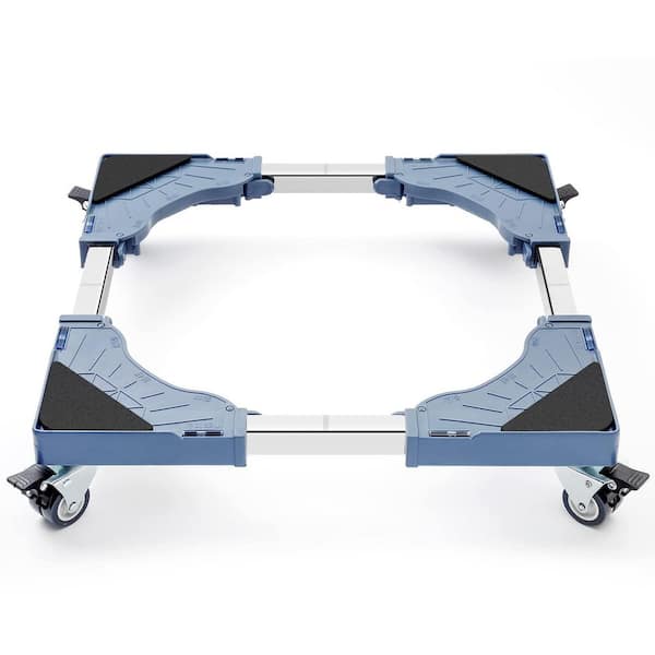 400 lb. Blue Adjustable Furniture Dolly with 4 Dual-Locking Wheels, Washing Machine Base Stand, Square Appliance Mover