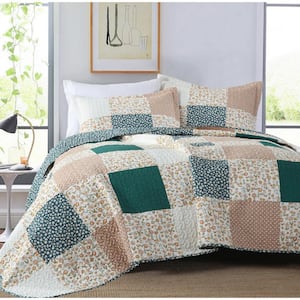 PW102 3-Piece Vintage Style Holiday Bedding King Handcrafted Patchwork Cotton Quilt Bedspread