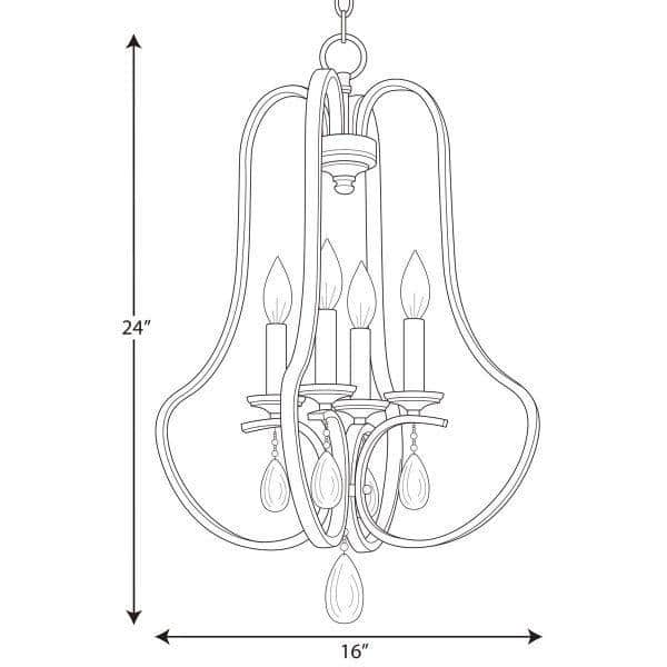 Anjoux Elegant 18" Bronze Four-Light Pendant with Crystal Finials