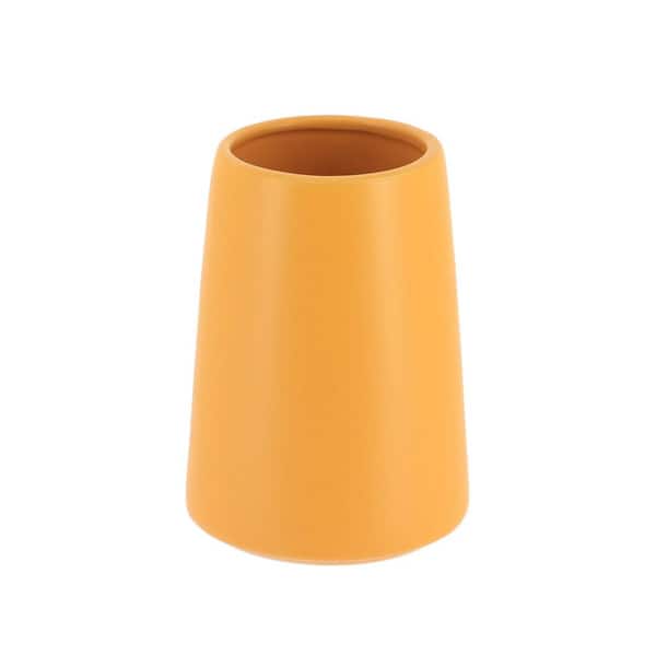 EVIDECO French home goods Smooth Freestanding Water Tumbler or Toothbrush Holder Flared Shape Yellow Mustard