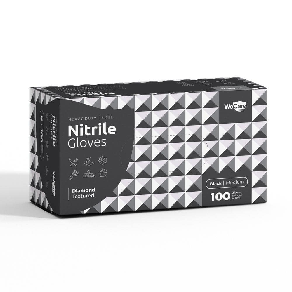 8 Mil Medium Heavy-Duty Nitrile Gloves in Black with Diamond Texture Grip Powder and Latex Free (100-Count) price history on PriceWatchPro