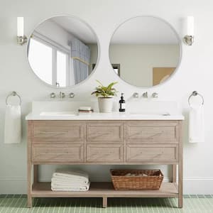 24 in. W x 24 in. H Silver Vanity Round Wall Mirror Aluminum Alloy Frame Bathroom Mirror