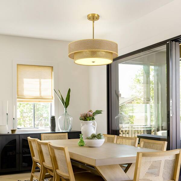 BeamBox 17.7 in. Round Matte Gold Flush Mount Ceiling Light