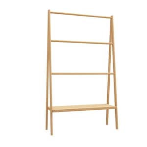30.15 in. W x 51.69 in. H x 12 in. D Bamboo Unique Ladder Towel Rack Towel Shelf in Natural