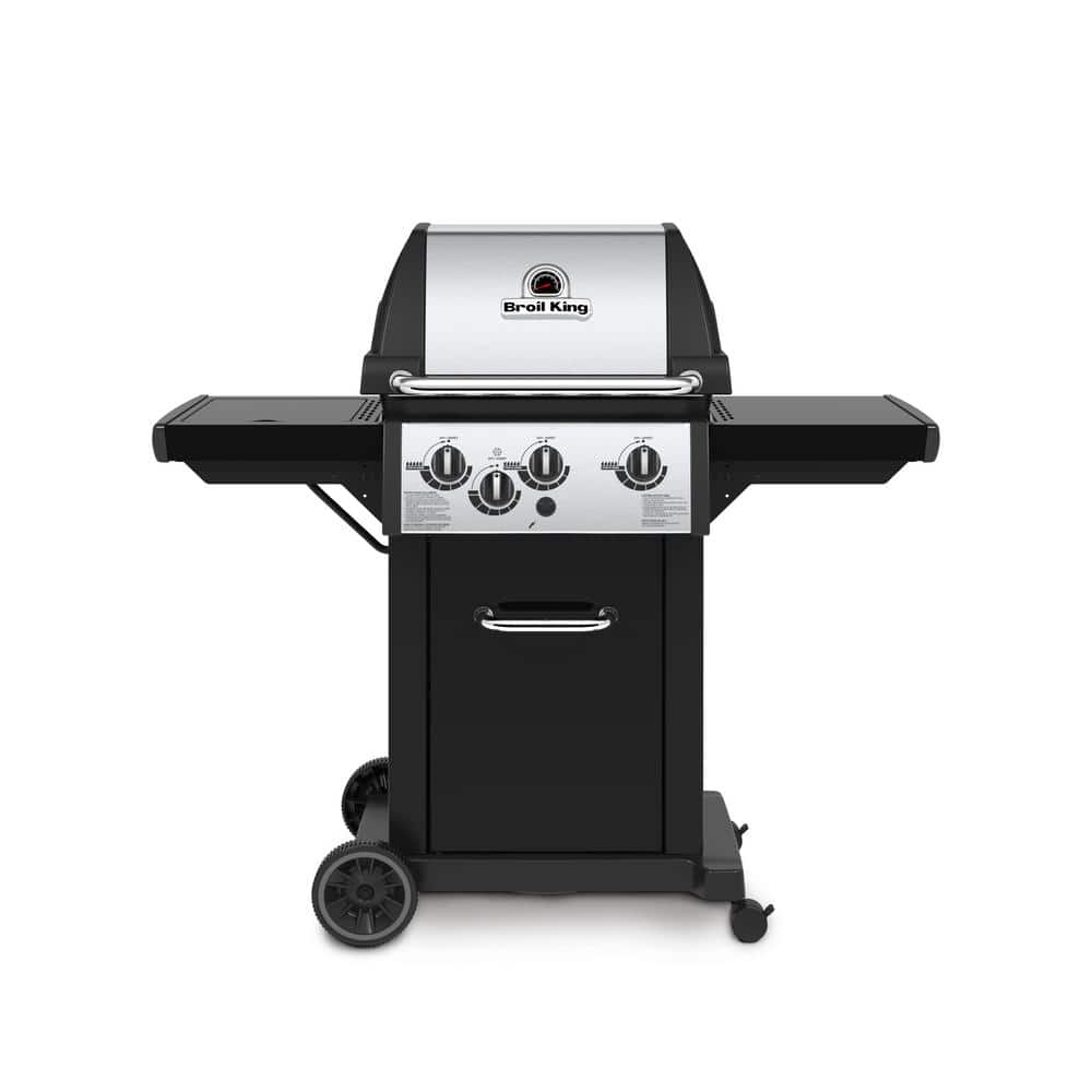 Monarch 340 3-Burner Propane Gas Grill in Black with Side Burner