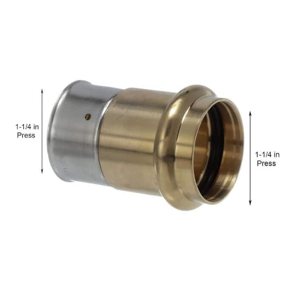 PureFlow 1-1/2 in. x 1-1/2 in. Press Zero Lead Bronze Transition Coupling (5-pack)